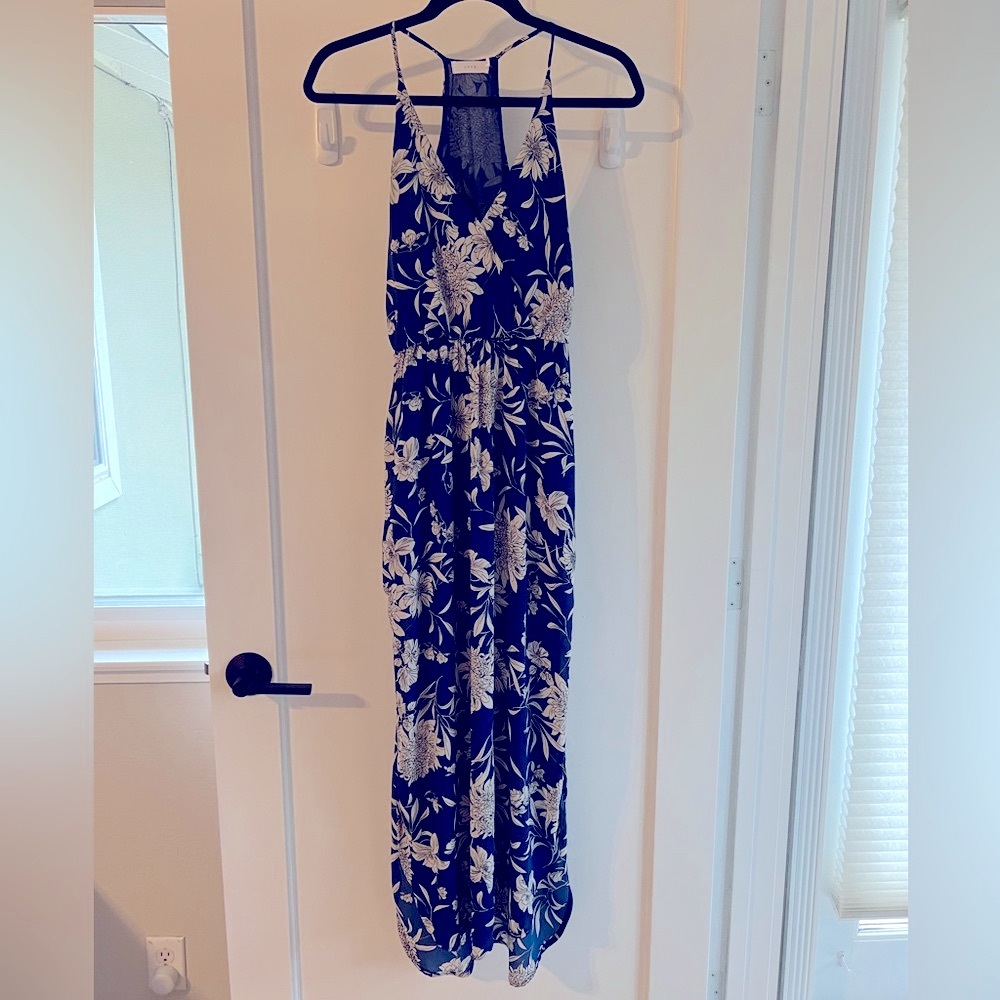 Lulus XS Blue Floral Sleeveless Maxi Dress